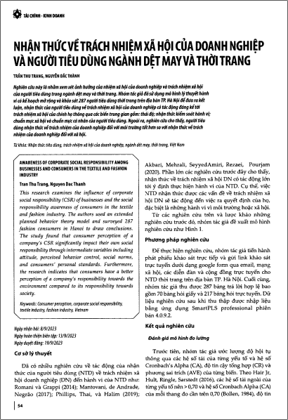 Nhận thức về trách nhiệm xã hội của doanh nghiệp và người tiêu dùng ngành dệt may và thời trang