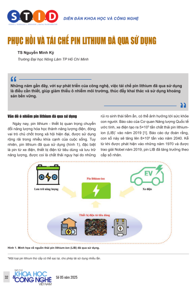 Phục hồi và tái chế pin lithium đã qua sử dụng