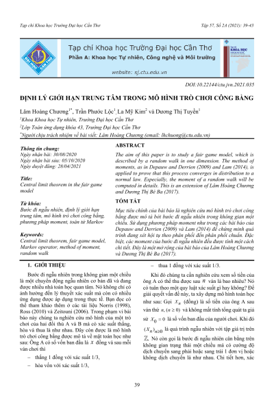 Định lý giới hạn trung tâm trong mô hình trò chơi công bằng