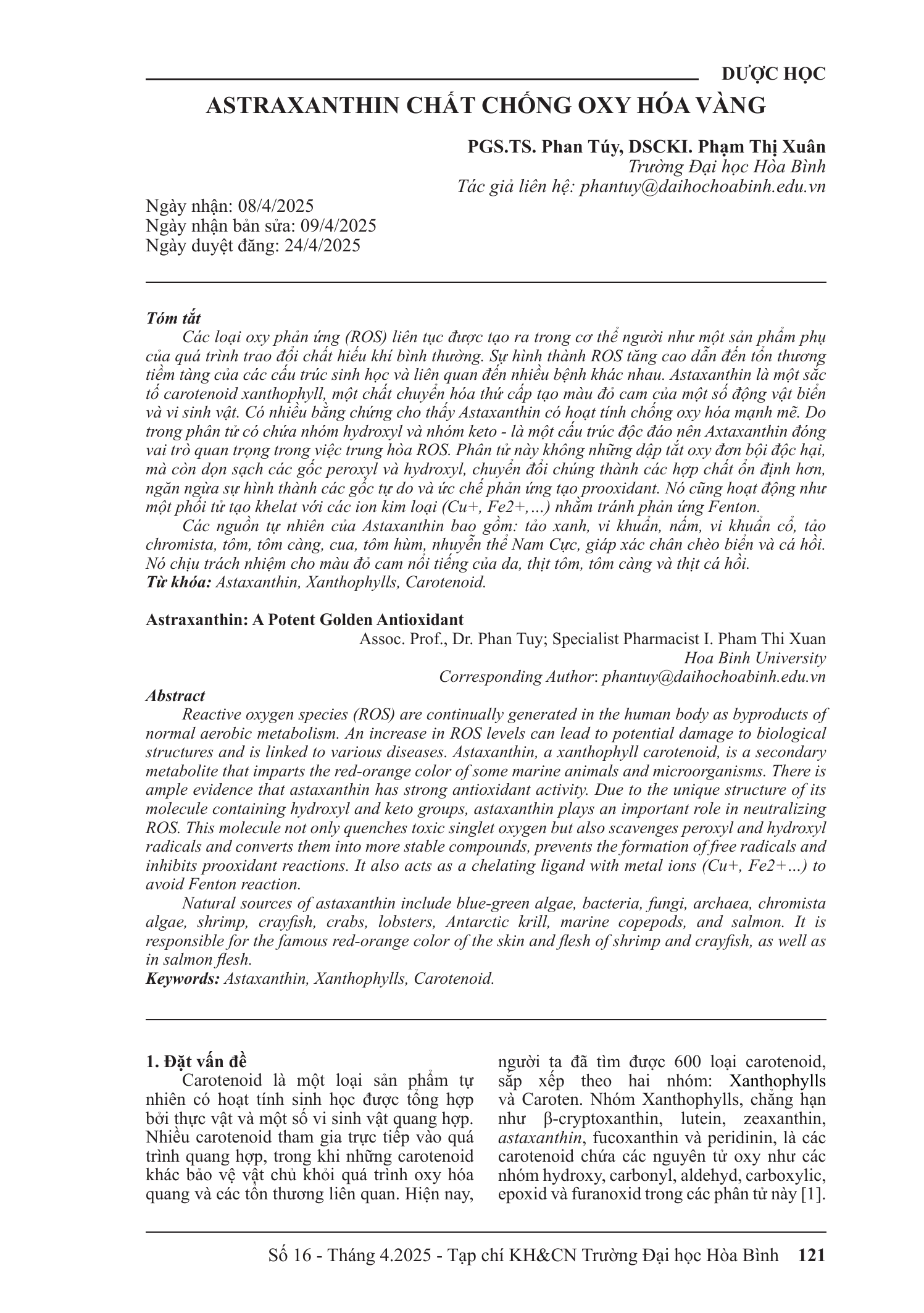 Astraxanthin chất chống oxy hóa vàng