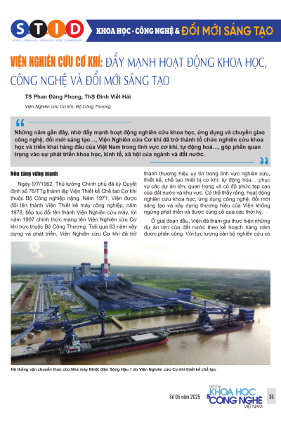 Viện Nghiên cứu Cơ khí: Đẩy mạnh hoạt động khoa học, công nghệ và đổi mới sáng tạo