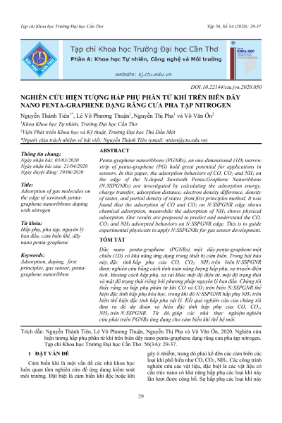 Nghiên cứu hiện tượng hấp phụ phân tử khí trên biên dãy nano penta-graphene dạng răng cưa pha tạp nitrogen