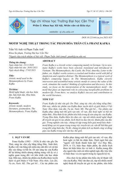 Motif nghệ thuật trong tác phẩm Hóa thân của Franz Kafka