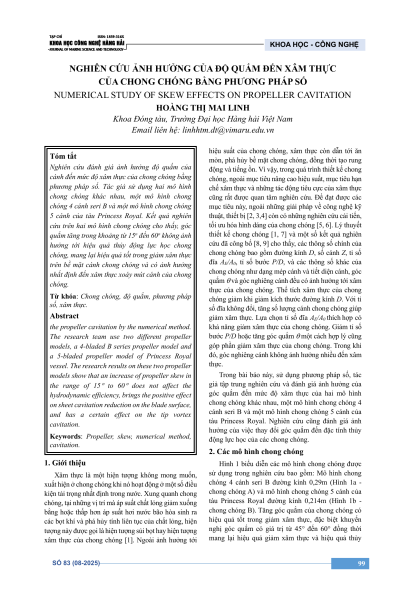 Nghiên cứu ảnh hưởng của độ quắm đến xâm thực của chong chóng bằng phương pháp số