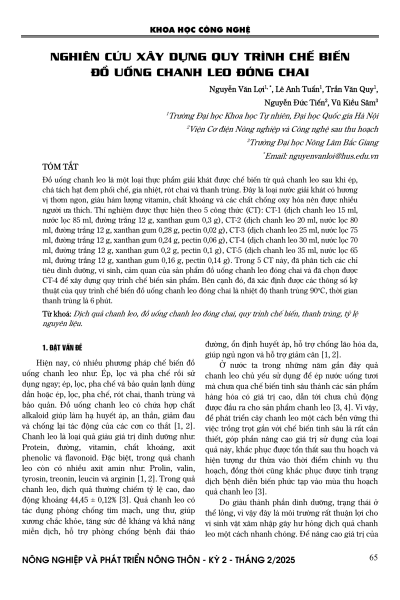 Nghiên cứu xây dựng quy trình chế biến đồ uống chanh leo đóng chai