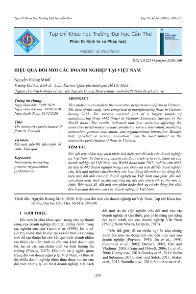 Hiệu quả đổi mới các doanh nghiệp tại Việt Nam