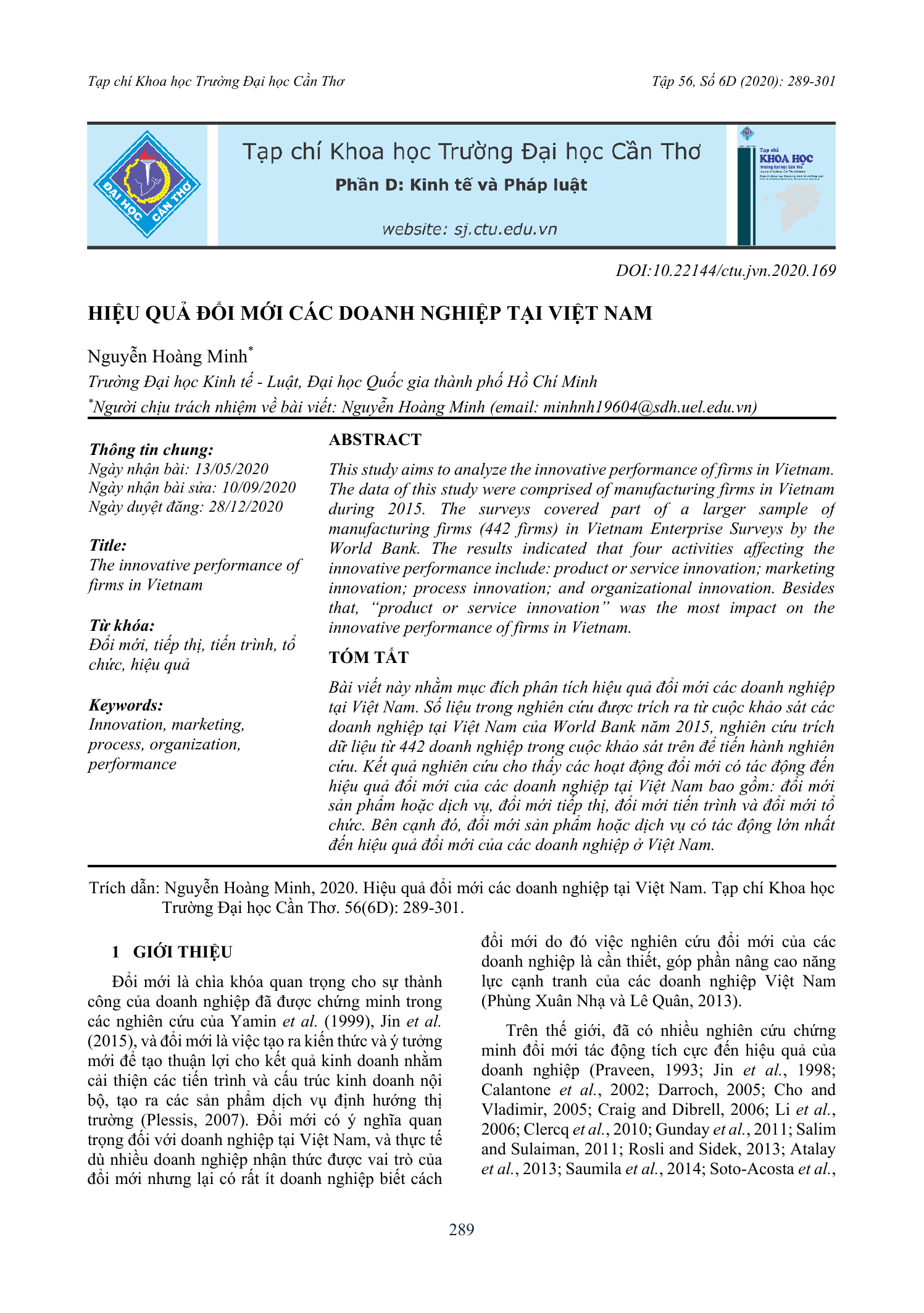 Hiệu quả đổi mới các doanh nghiệp tại Việt Nam