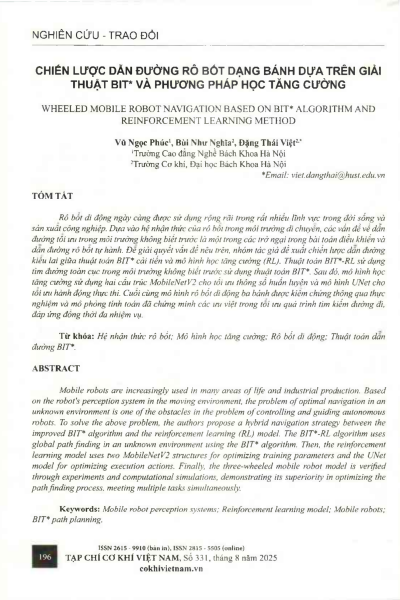Chiến lược dẫn đường rô bốt dạng bánh dựa trên giải thuật BIT* và phương pháp học tăng cường
