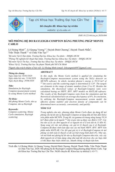 Mô phỏng hệ đo Rayleigh–Compton bằng phương pháp Monte Carlo