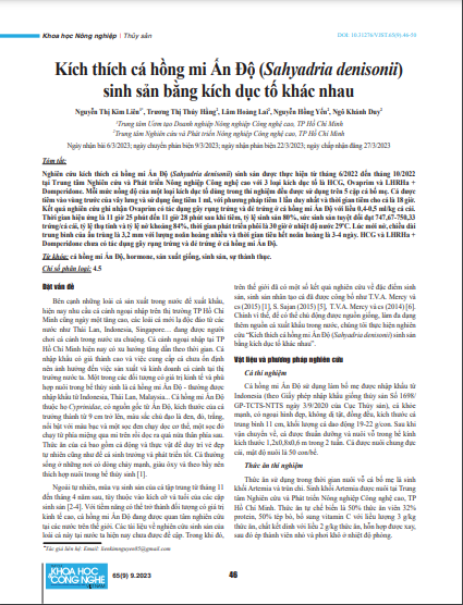 Kích thích cá hồng mi Ấn Độ (Sahyadria denisonii) sinh sản bằng kích dục tố khác nhau