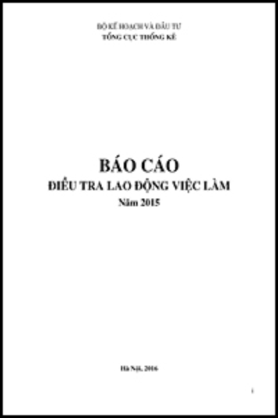 Báo cáo Điều tra Lao động việc làm năm 2015