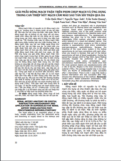 Giải phẫu động mạch thận trên phim chụp mạch và ứng dụng trong can thiệp nút mạch cầm máu sau tán sỏi thận qua da