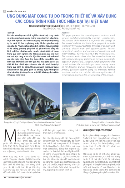 Ứng dụng mặt cong tự do trong thiết kế và xây dựng các công trình kiến trúc hiện đại tại Việt Nam