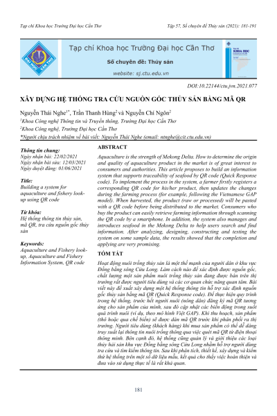Xây dựng hệ thống tra cứu nguồn gốc thủy sản bằng mã QR
