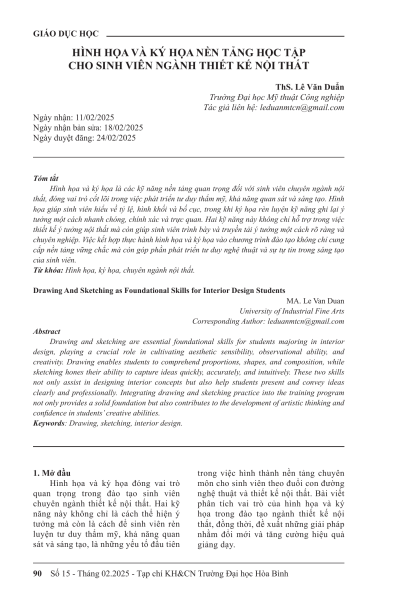Hình họa và ký họa nền tảng học tập cho sinh viên ngành thiết kế nội thất