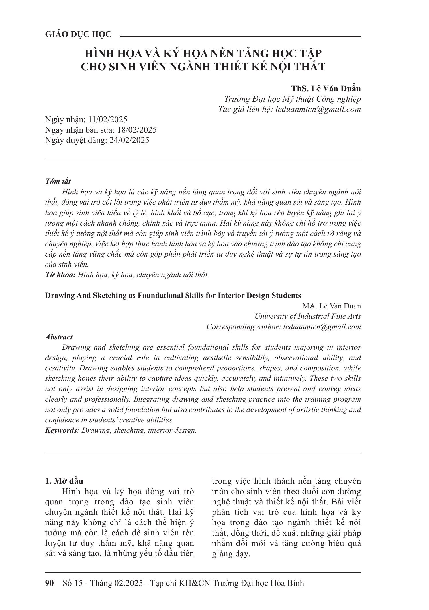 Hình họa và ký họa nền tảng học tập cho sinh viên ngành thiết kế nội thất