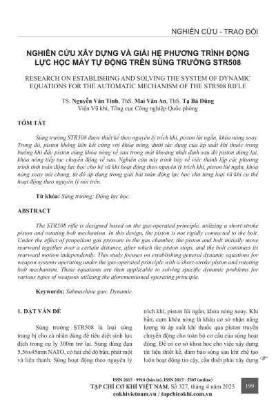 Nghiên cứu xây dựng và giải hệ phương trình động lực học máy tự động trên súng trường STR508