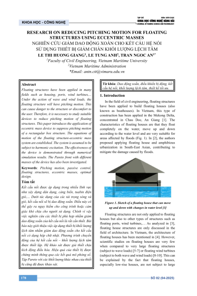 Nghiên cứu giảm dao động xoắn cho kết cấu hệ nổi sử dụng thiết bị giảm chấn khối lượng lệch tâm