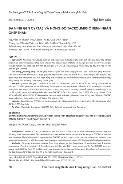 The CYP3A5 genetic polymorphism and the relationship between dose and trough concentration (C0) Tac
