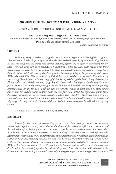 Nghiên cứu thuật toán điều khiển xe AGVs