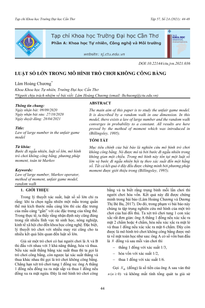 Luật số lớn trong mô hình trò chơi không công bằng