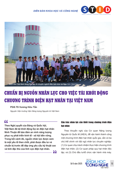 Chuẩn bị nguồn nhân lực cho việc tái khởi động chương trình điện hạt nhân tại Việt Nam
