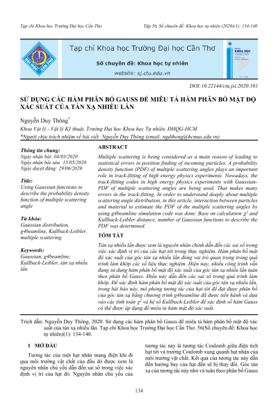 Sử dụng các hàm phân bố Gauss để miêu tả hàm phân bố mật độ xác suất của tán xạ nhiều lần