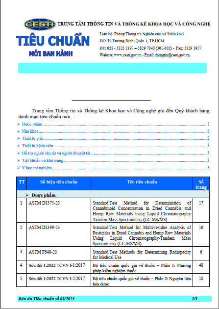 Bản tin tiêu chuẩn mới ban hành Số 1-2023