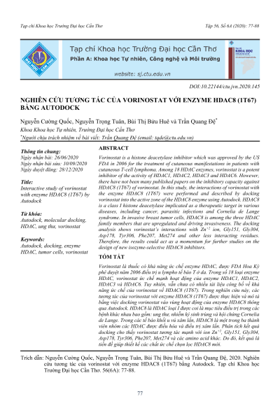Nghiên cứu tương tác của vorinostat với enzyme HDAC8 (1T67) bằng Autodock