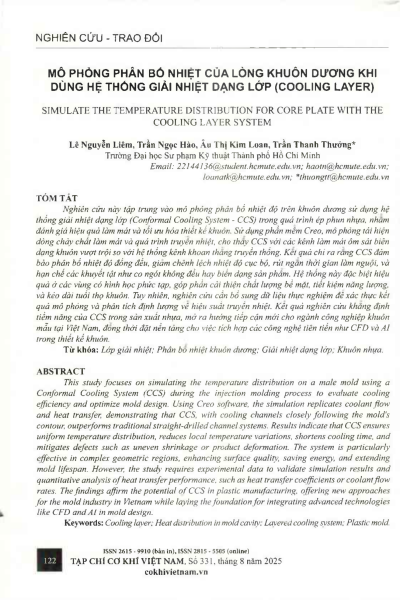 Mô phỏng phân bố nhiệt của lòng khuôn dương khi dùng hệ thống giải nhiệt dạng lớp (Cooling Layer)