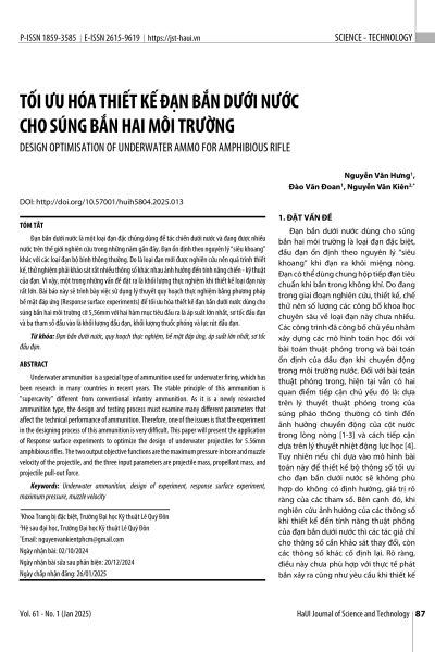 Tối ưu hóa thiết kế đạn bắn dưới nước cho súng bắn hai môi trường