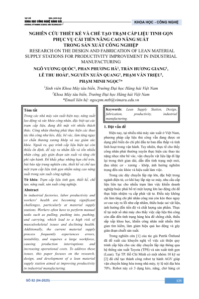 Nghiên cứu thiết kế và chế tạo trạm cấp liệu tinh gọn phục vụ cải tiến nâng cao năng suất trong sản xuất công nghiệp