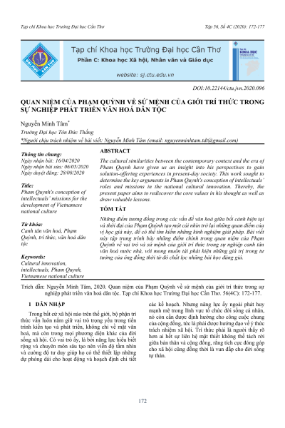 Quan niệm của Phạm Quỳnh về sứ mệnh của giới trí thức trong sự nghiệp phát triển văn hóa dân tộc
