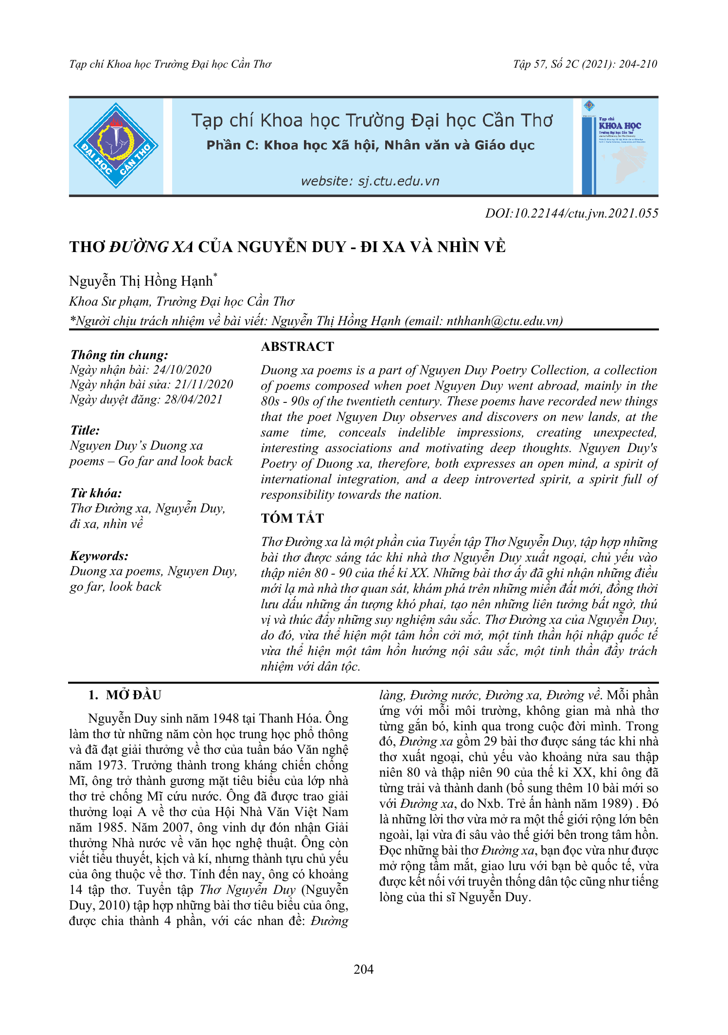 Thơ Đường xa của Nguyễn Duy - đi xa và nhìn về