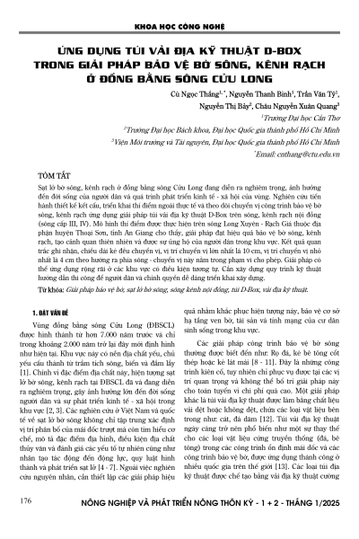 Ứng dụng túi vải địa kỹ thuật D-Box trong giải pháp bảo vệ bờ sông, kênh rạch ở đồng bằng sông Cửu Long