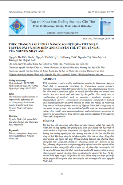 Thực trạng và giải pháp nâng cao hiệu quả tiếp nhận truyện dài và phim điện ảnh chuyển thể từ truyện dài của Nguyễn Nhật Ánh