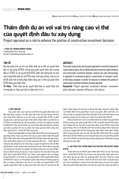 Thẩm định dự án với vai trò nâng cao vị thế của quyết định đầu tư xây dựng