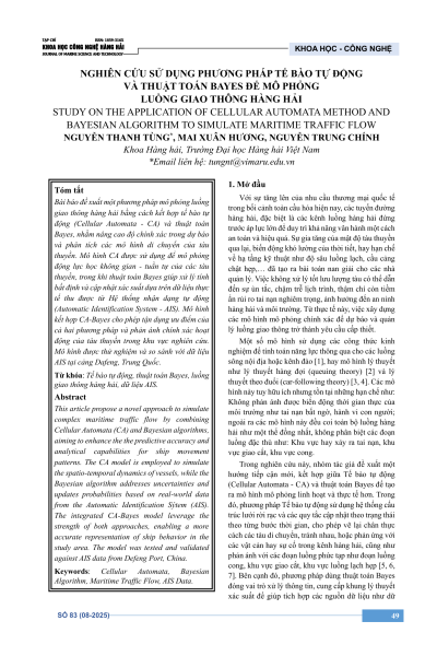 Nghiên cứu sử dụng phương pháp tế bào tự động và thuật toán Bayes để mô phỏng luồng giao thông hàng hải