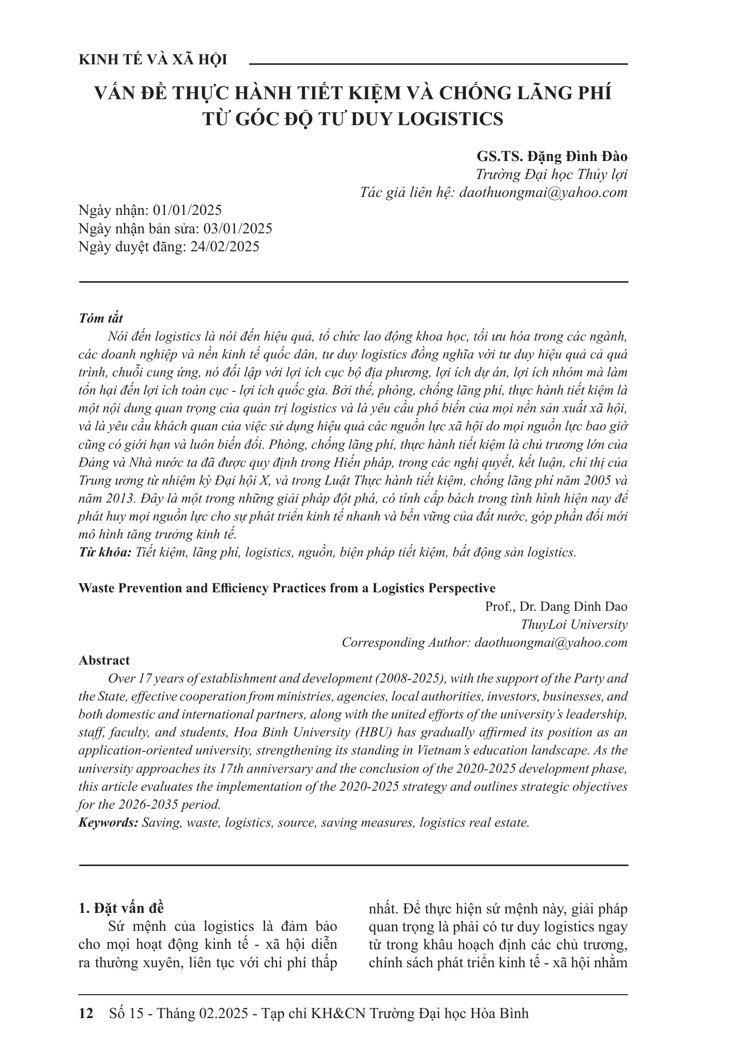 Vấn đề thực hành tiết kiệm và chống lãng phí từ góc độ tư duy logistics