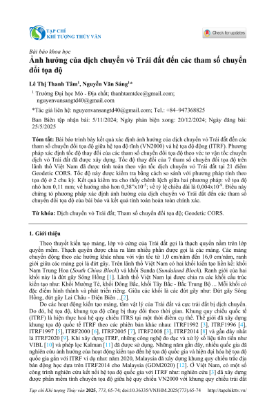 Ảnh hưởng của dịch chuyển vỏ Trái đất đến các tham số chuyển đổi tọa độ