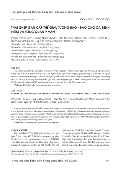 Thải ghép gan cấp thể giàu tương bào - báo cáo ca bệnh hiếm và tổng quan y văn