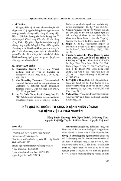 Kết quả soi buồng tử cung ở bệnh nhân vô sinh tại Bệnh viện A Thái Nguyên