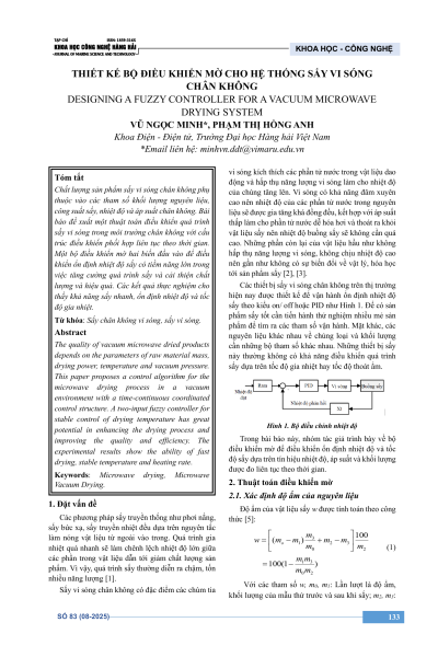 Thiết kế bộ điều khiển mờ cho hệ thống sấy vi sóng chân không