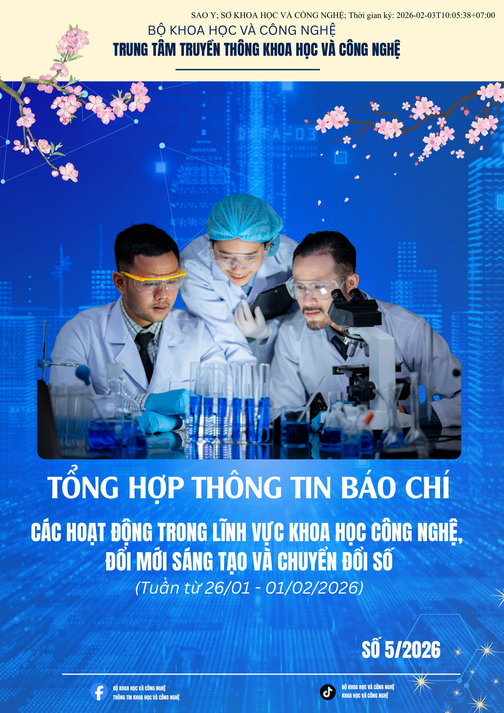 Tổng hợp thông tin báo chí Bộ Khoa học và Công nghệ (Tuần từ 26/01 - 01/02/2026)