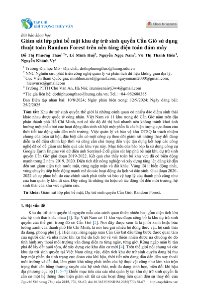 Giám sát lớp phủ bề mặt khu dự trữ sinh quyển Cần Giờ sử dụng thuật toán Random Forest trên nền tảng điện toán đám mây