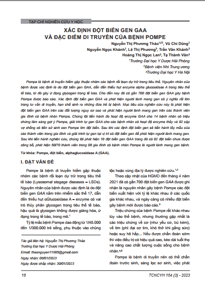 Xác định đột biến gen GAA và đặc điểm di truyền của bệnh Pompe