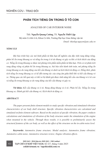 Phân tích tiếng ồn trong ô tô con
