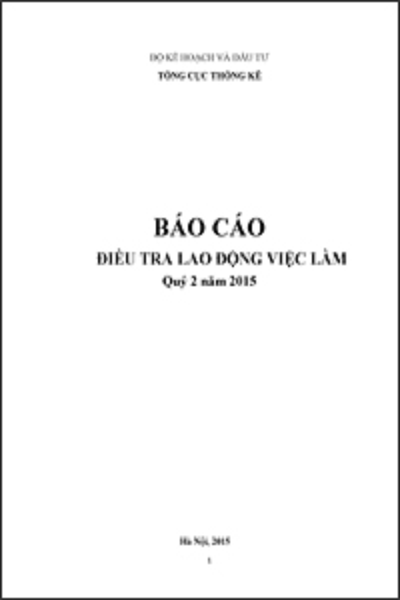 Báo cáo Điều tra Lao động việc làm Quý 2 năm 2015