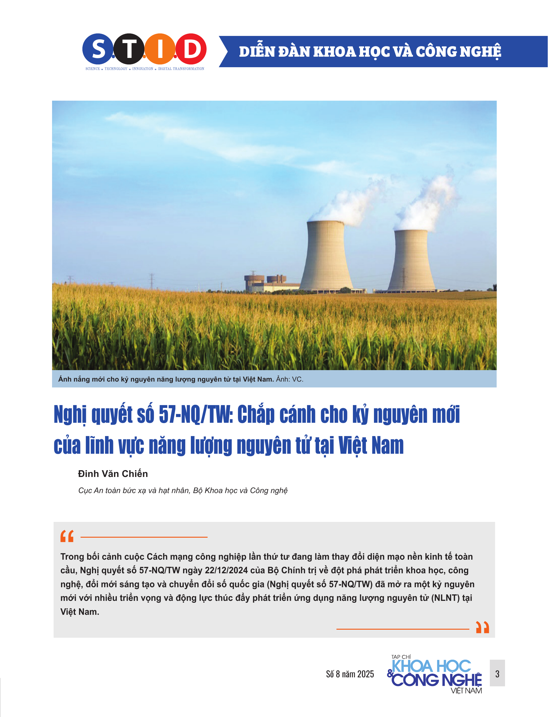 Nghị quyết số 57-NQ/TW: Chắp cánh cho kỷ nguyên mới của lĩnh vực năng lượng nguyên tử tại Việt Nam