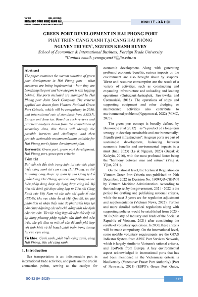 Phát triển cảng xanh tại cảng Hải Phòng